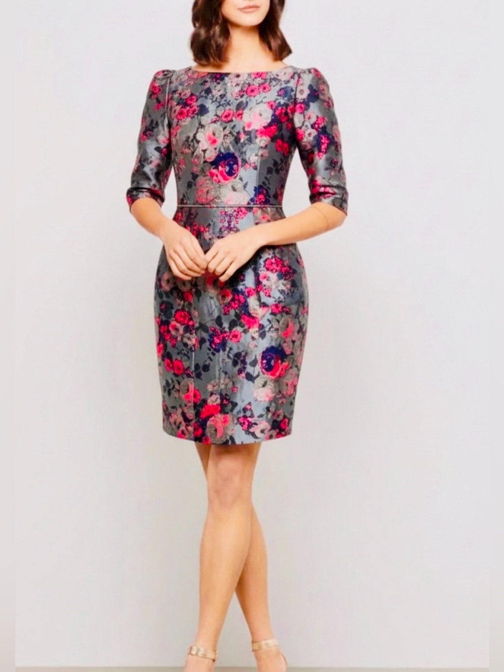 J. Mendel Paris Elegant Floral Silk Midi Dress